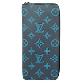 Louis Vuitton-Louis Vuitton Monogram Shadow Zippy Vertical Long Wallet-Blue,Navy blue