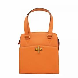Céline-Celine Orange Leather Handbag-Orange