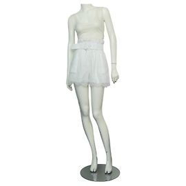 Shorts de renda branca com cinto Self Portrait Branco