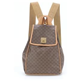 Céline-Celine Macadam Leather Rucksack Backpack Shoulder Bag-Brown