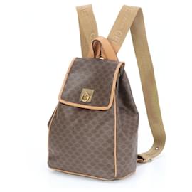 Céline-Celine Macadam Leather Rucksack Backpack Shoulder Bag-Brown