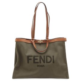 Fendi Peekaboo X Tote große Leder Schultertasche Grün Khaki