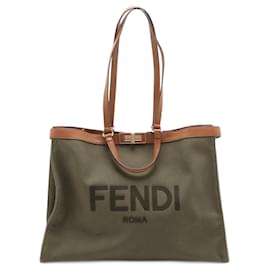 Fendi-Fendi Peekaboo X Tote Large Leather Shoulder Bag-Green,Khaki