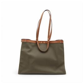 Fendi-Fendi Peekaboo X Tote Large Leather Shoulder Bag-Green,Khaki