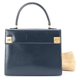 Céline-Celine Navy Leather Handbag-Navy blue