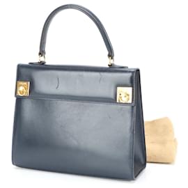 Céline-Celine Navy Leather Handbag-Navy blue