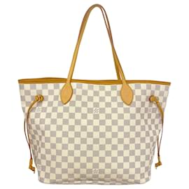 Louis Vuitton-Louis Vuitton Damier Azur Neverfull MM Tote Bag-White