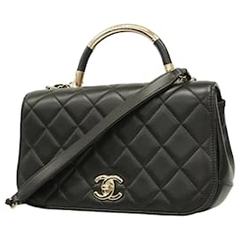 Chanel-Chanel Black Lambskin Handbag-Black