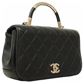 Chanel-Chanel Black Lambskin Handbag-Black