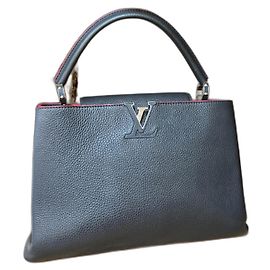 Louis Vuitton Capucines MM Blue Leather Handbag Blue