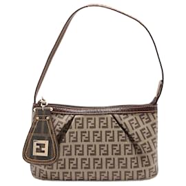 Fendi-Sac à bandoulière en cuir Fendi Zucca Zucchino-Marron