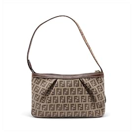 Fendi-Sac à bandoulière en cuir Fendi Zucca Zucchino-Marron