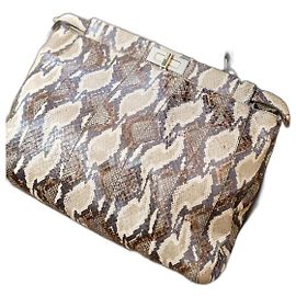 Sac à main Fendi Grand Peekaboo en Python Marron Clair Marron clair