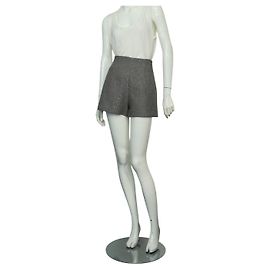 Sandro Grey Herringbone Wool Shorts with Sequins Grey