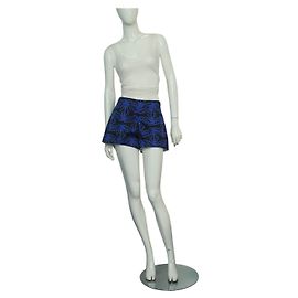 Autre Marque The Artians Blue Silk Octopus Mini Shorts Blue