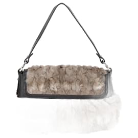 Fendi-Sac à épaule en fourrure de lapin Fendi-Marron