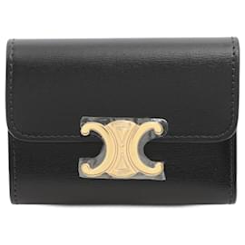 Céline-Celine Compact Tri-Fold Wallet-Black