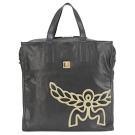 MCM-MCM Black Leather Shoulder Bag-Black