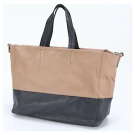 Céline-Celine Horizontal Cabas Leather Shoulder Bag-Black,Beige
