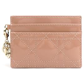 Christian Dior-Christian Dior Pink Beige Leather Business Card Case-Beige