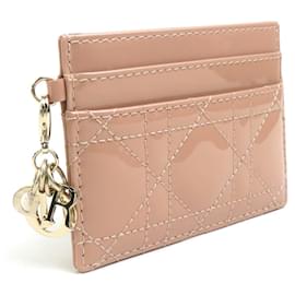 Christian Dior-Christian Dior Pink Beige Leather Business Card Case-Beige