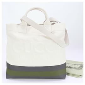 Gucci-Gucci Sherry Line Embossed Leather Shoulder Bag-Cream