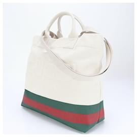 Gucci-Gucci Sherry Line Embossed Leather Shoulder Bag-Cream