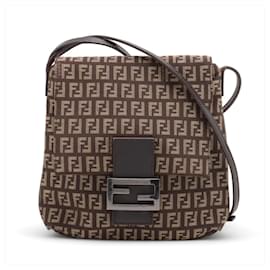 Fendi-Sac à bandoulière en cuir Fendi Zucchino Mamma Bucket Baguette-Marron