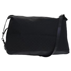 GUCCI GG Canvas Shoulder Bag Nylon Black Silver 105669 Auth ep8385 Black Silvery