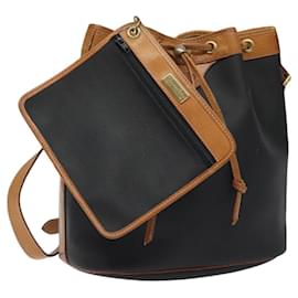 Christian Dior-Christian Dior Shoulder Bag PVC Black Gold Auth BA934-Black,Golden