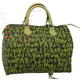 Louis Vuitton-LOUIS VUITTON Monogram Graffiti Speedy 30 Hand Bag Orange M93705 Auth BD1094AM-Orange,Monogram