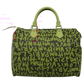 Louis Vuitton-LOUIS VUITTON Monogram Graffiti Speedy 30 Hand Bag Orange M93705 Auth BD1094AM-Orange,Monogram