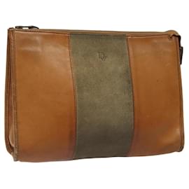 Christian Dior-Christian Dior Clutch Bag Leather Brown Auth nb312-Brown