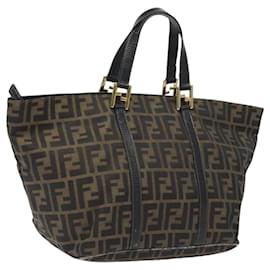 Fendi-Sac à main en toile Zucca FENDI marron noir Auth BD1930-Marron,Noir