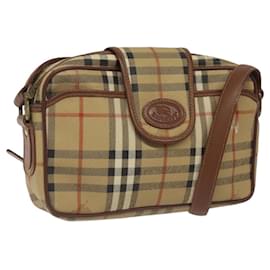 Autre Marque-Burberrys Nova Check Shoulder Bag PVC Beige Gold Auth MY190-Beige,Golden