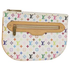 LOUIS VUITTON Monogram Multicolor Pochette GM Pouch White M60027 Auth BA939SAM White