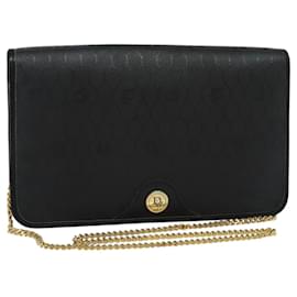 Christian Dior-Christian Dior Honeycomb Canvas Chain Shoulder Bag Black Gold Auth 116807-Black,Golden
