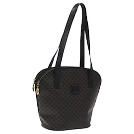 Céline-CELINE Macadam Canvas Shoulder Bag PVC Leather Black Gold Auth BD1404-Black,Golden