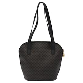 Céline-CELINE Macadam Canvas Shoulder Bag PVC Leather Black Gold Auth BD1404-Black,Golden