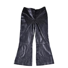 Alexander Mcqueen-Alexander McQueen trousers, leather trousers-Black