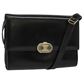 Céline-CELINE Shoulder Bag Leather Black Auth BD1219-Black