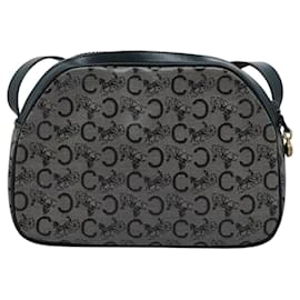 Céline-CELINE C Sulky Shoulder Bag PVC Navy Gold Auth ep8365-Golden,Navy blue