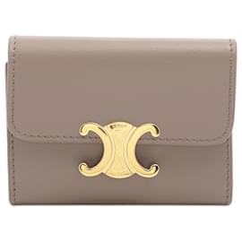 Céline-Celine Compact Tri-Fold Wallet-Beige