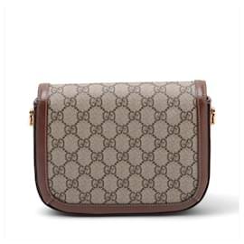 Gucci-Gucci GG Supreme Horsebit 1955 Leather Shoulder Bag-Brown