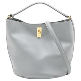 Céline-Celine Teen Bucket 16 Seize Leather Shoulder Bag-Blue