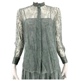 Christian Dior camicia di pizzo con colletto alto Grigio Verde oliva Verde chiaro Blu chiaro Turchese