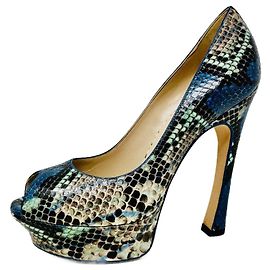 Décolleté Saint Laurent in Pitone Blu Blu