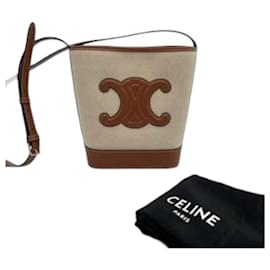 Bolsa Céline de couro e algodão bege Bege