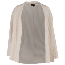 Rippstrick offener Cardigan von Theory aus cremefarbener Wolle Weiß Roh