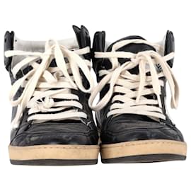 Golden Goose- Golden Goose Sky-Star High-Top Sneakers in Black Leather-Black